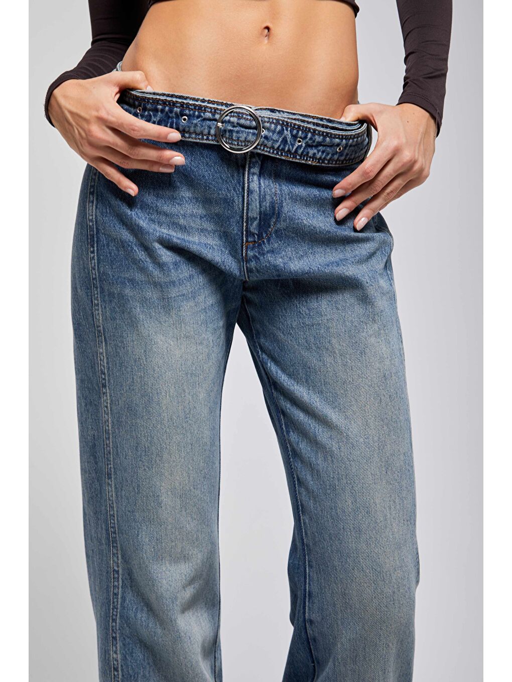 Mavi Kadın T.Kot Rengi 4w5-32 Flare Fit Midrise Orta Bel Viskon Kumaş Kemer Detaylı Özel Tasarım Denim Je-2