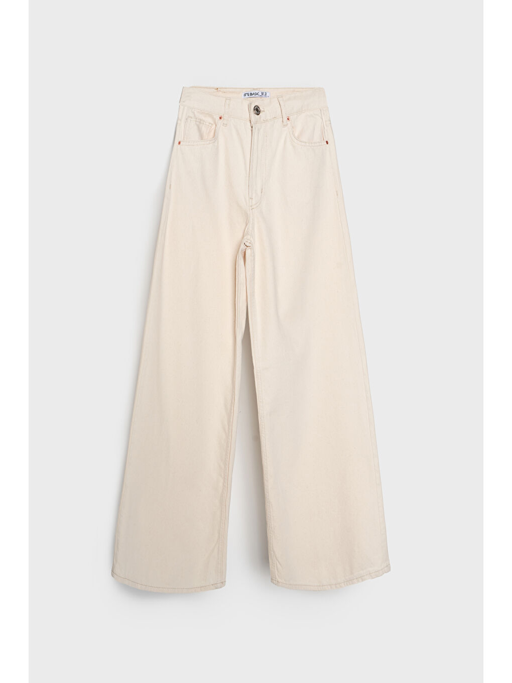 Bej Kadın Raw Jean Rengi Hera S4 Palazzo Fit %100 Pamuk Orta Bel Denim Jean-2
