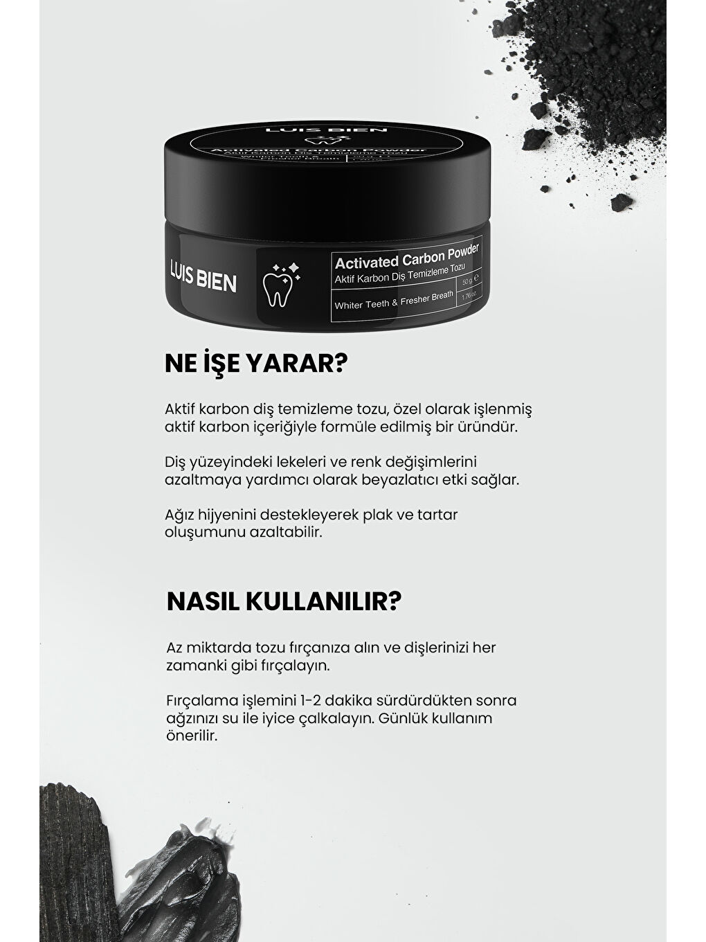 Ağız Bakım Seti ( Aktif Karbon Diş Tozu + Aktif Karbon Diş Macunu +Naneli Ağız Bakım Suyu)-6