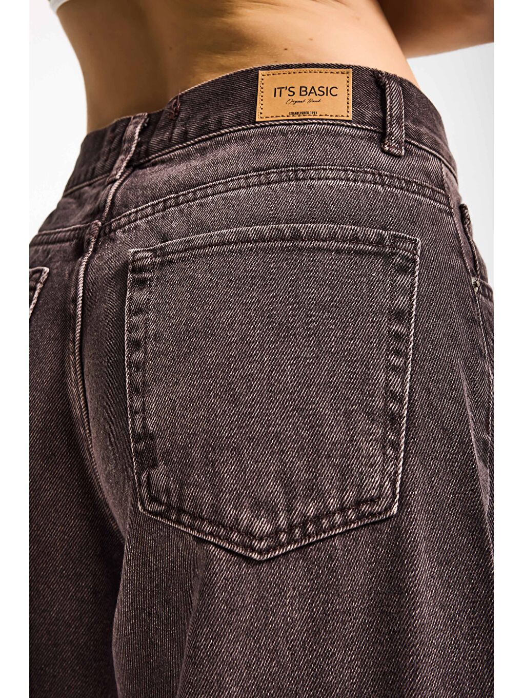 Kahverengi Kadın Taşlanmış Kahve Renk 4w5-16 Palazzo Fit %100 Pamuk İç Boy 80cm Denim Jean-2