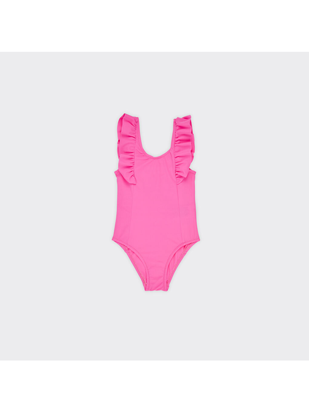 Kız Çocuk Fırfır Detaylı Mayo Pembe-1