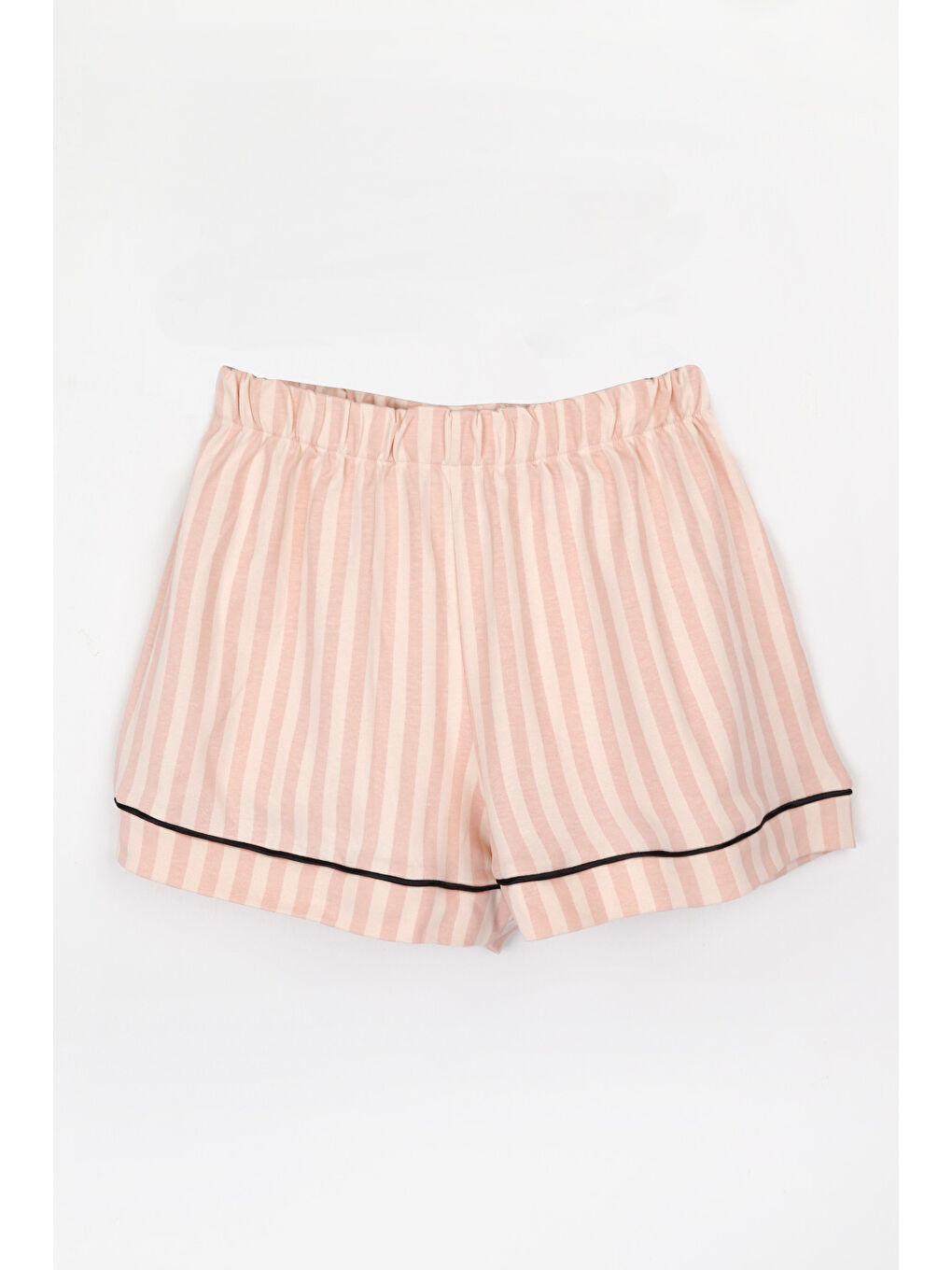 Pembe Pudra Şeritli Penye Kadın Pijama Takımı-2