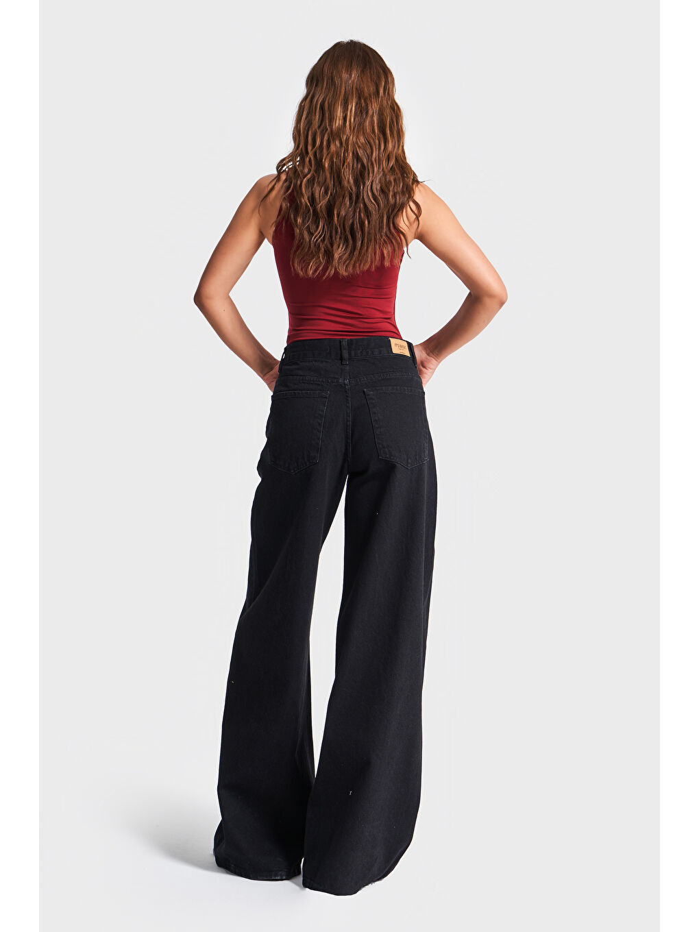 Kadın Siyah Renk Hera 1w41 Palazzo Fit Bol Kesim Denim-2