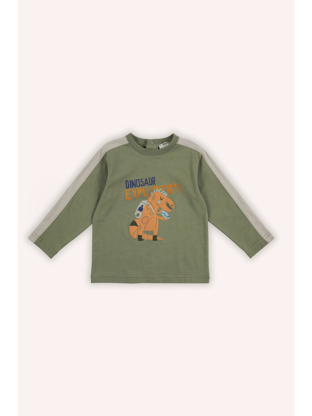 Haki Erkek Çocuk Baskılı Uzun Kollu Tişört
