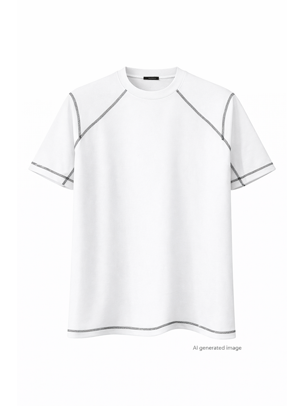 Unisex Karoyaka Dikişli Oversize T-Shirt - Beyaz