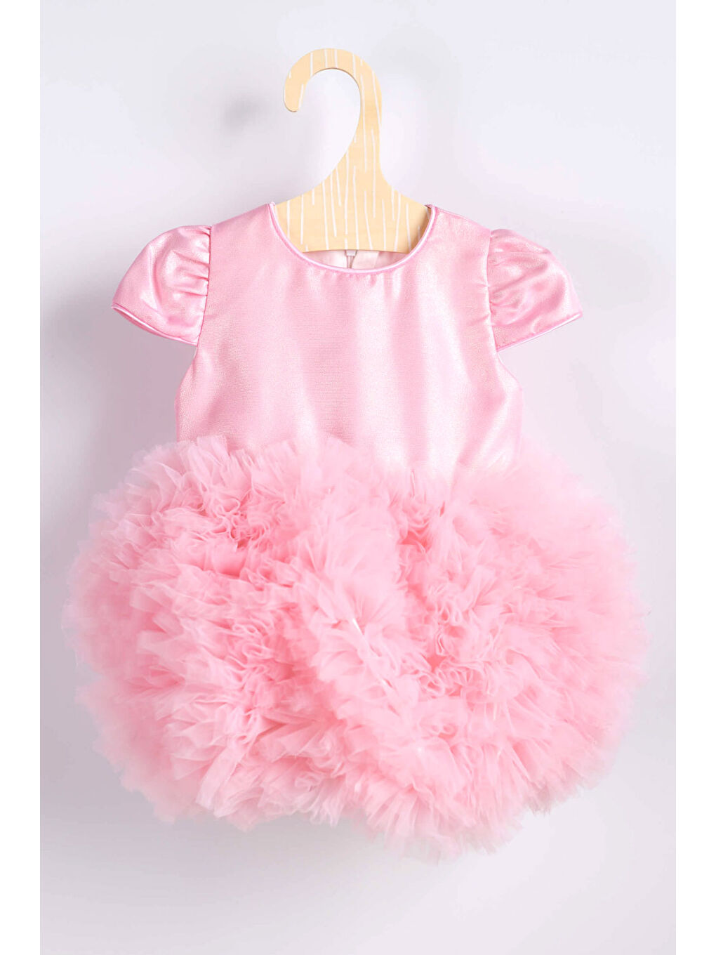 Kısa Kollu Pembe Tütülü Bebek Prenses Elbise - Lina-2
