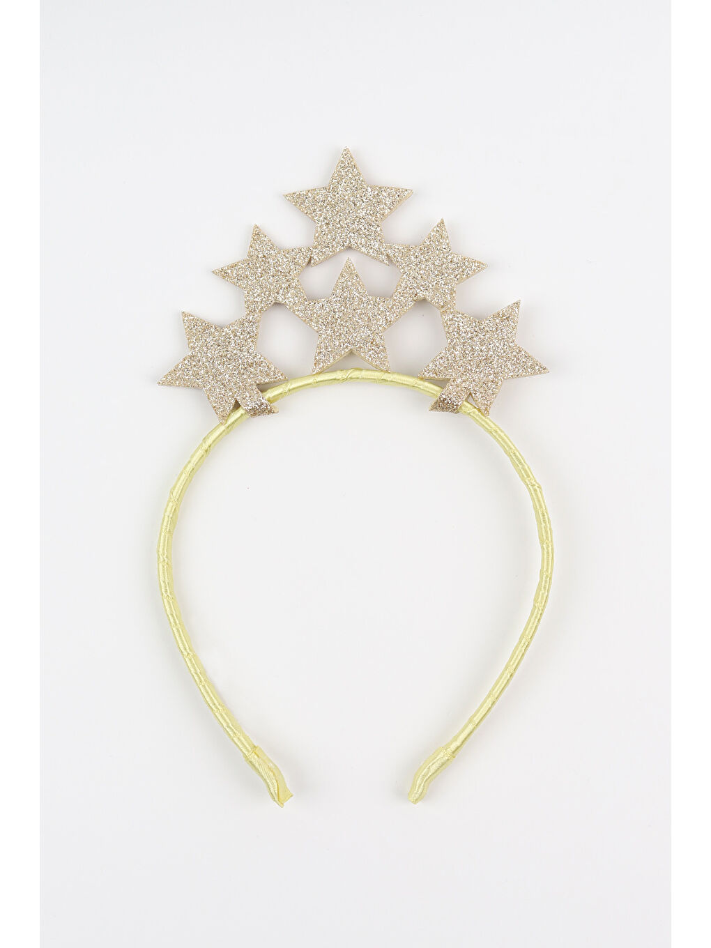 Sarı Altın Sıralı Yıldız Simli Kız Çocuk Taç