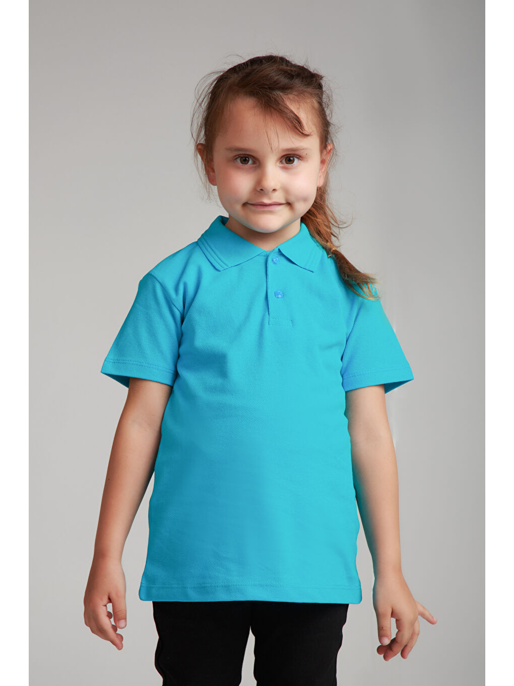 ajn Açık Turkuaz Kids Polo Yaka Basic Kısa Kollu Kız Çocuk Tişört - 2