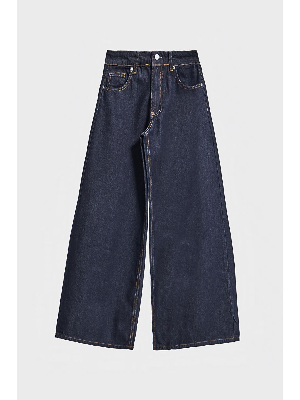 Kadın İndigo Renk 7w5-50 Palazzo Fit %100 Pamuk İç Boy 80cm Denim Jean-1