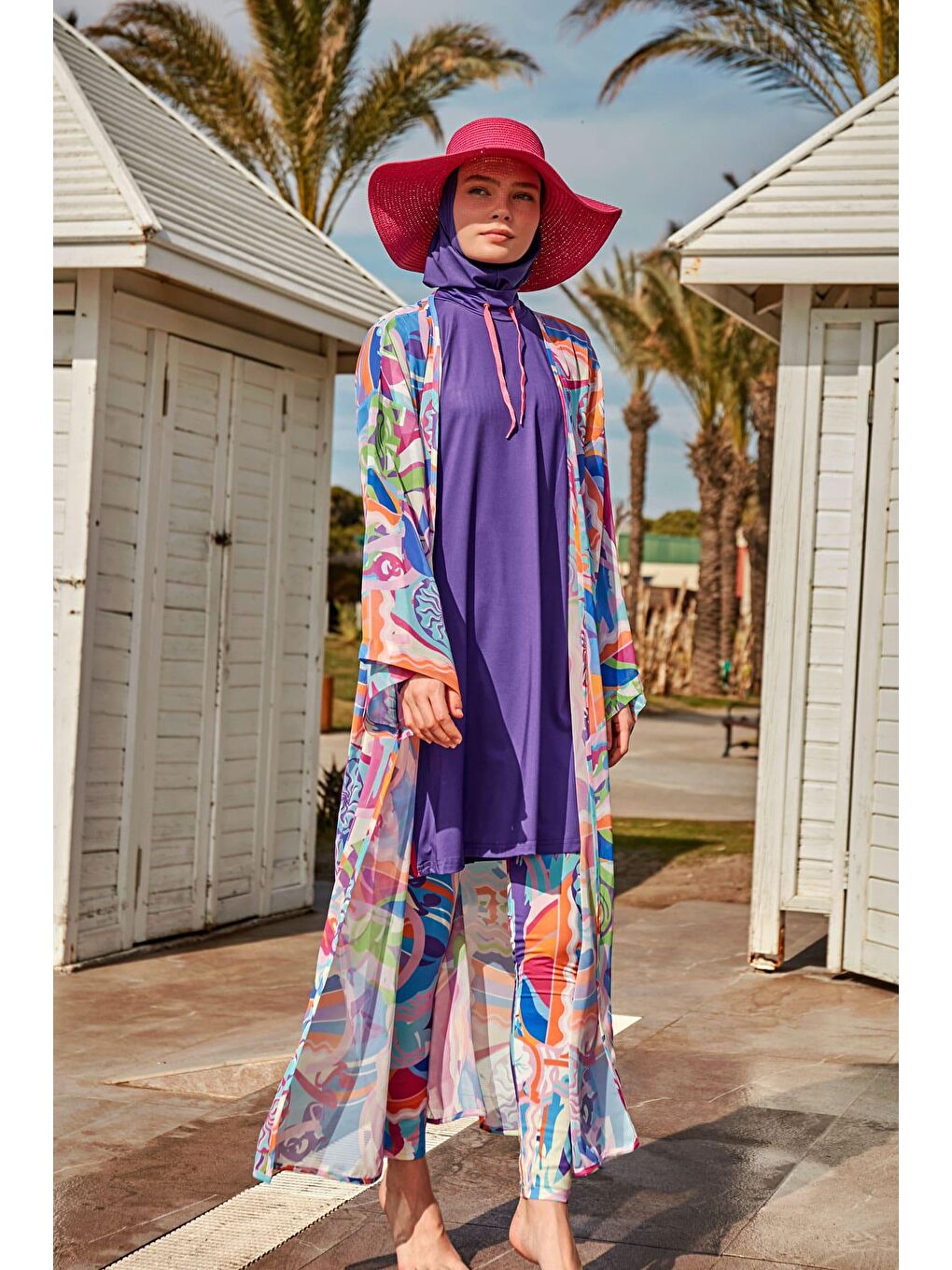 Marina Karişik Renkli Kimono Kaftan P2424 - 3