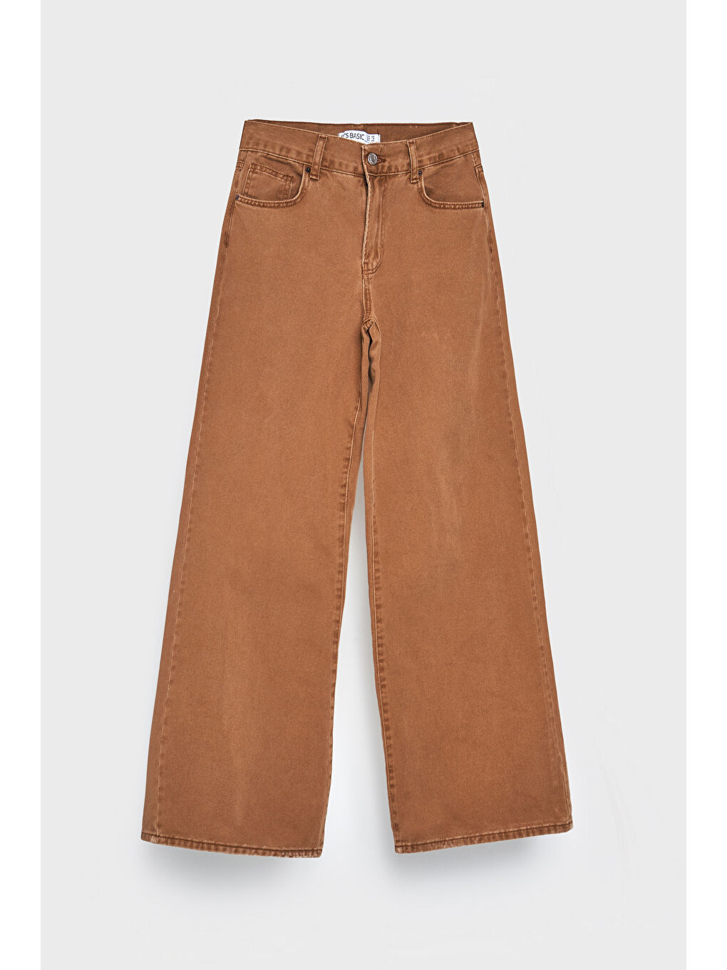 Kahverengi Kadın Açık Kahve Renk Hera Palazzo Fit Bol Kesim %100 Pamuk Denim-2