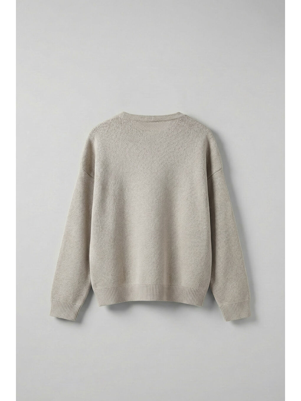 Bej Erkek Oversize Limıted Yazılı Triko Kazak Taş Rengi-1