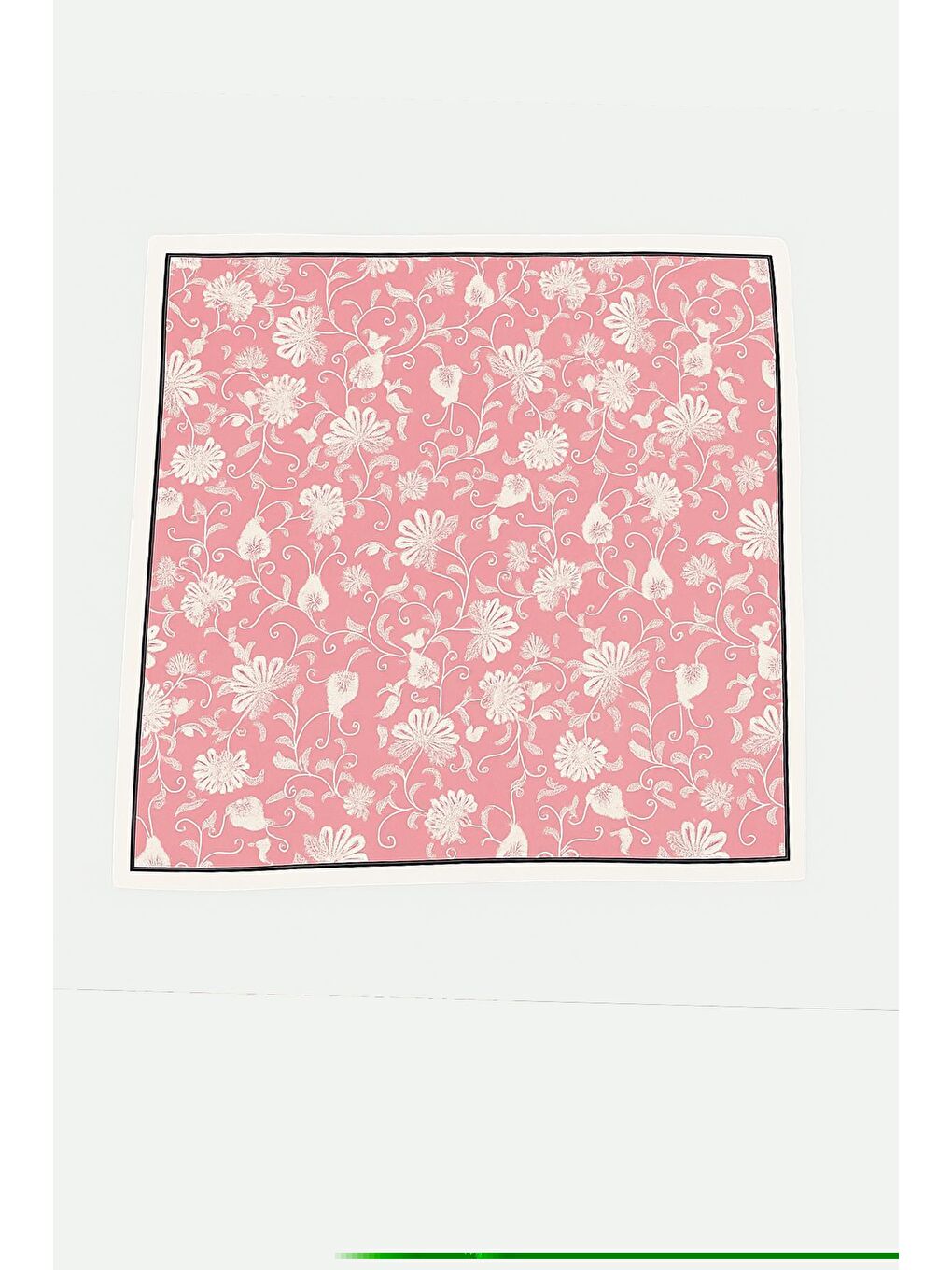 Pembe Etnik Desenli Saten Bandana Fular-1