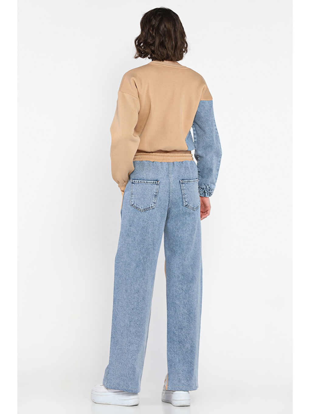 Bej Jean Garnili Sweat Pantolon İkili Takım-2