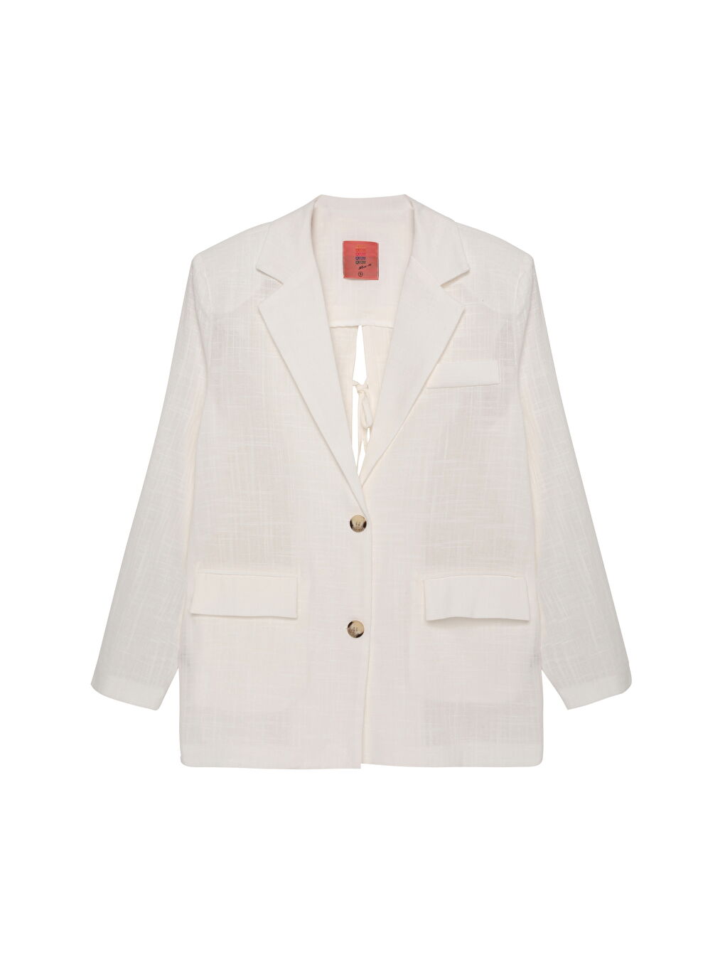 Kol Düğme Aksesuarlı İnce Çizgili Blazer Ceket Ekru