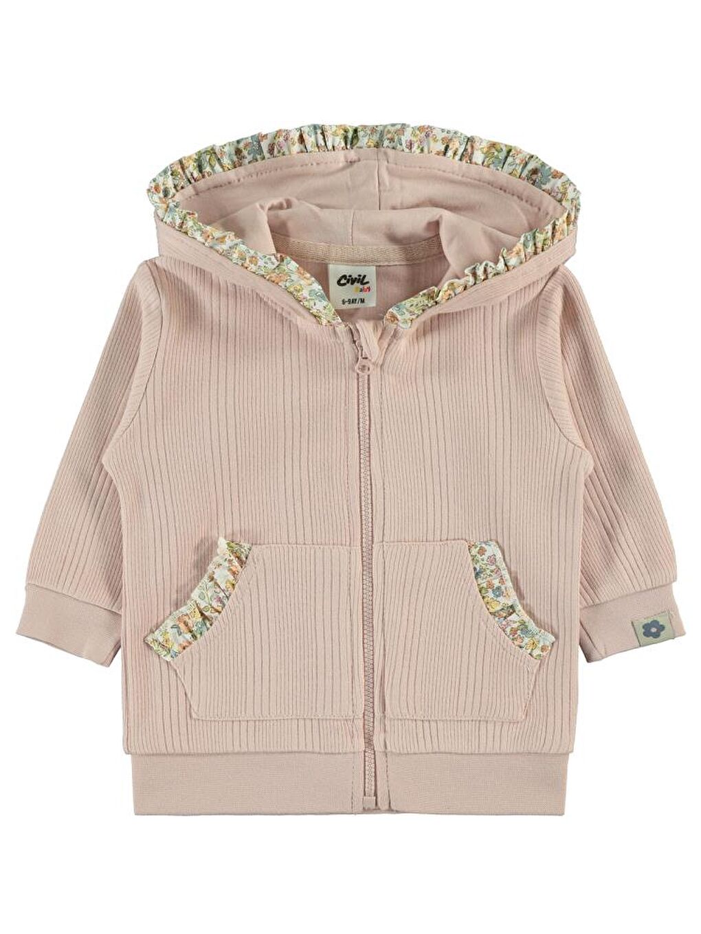 Pembe Baby Çizgi Raporlu 6-18 Ay Hırka - Pudra 18-24 Ay