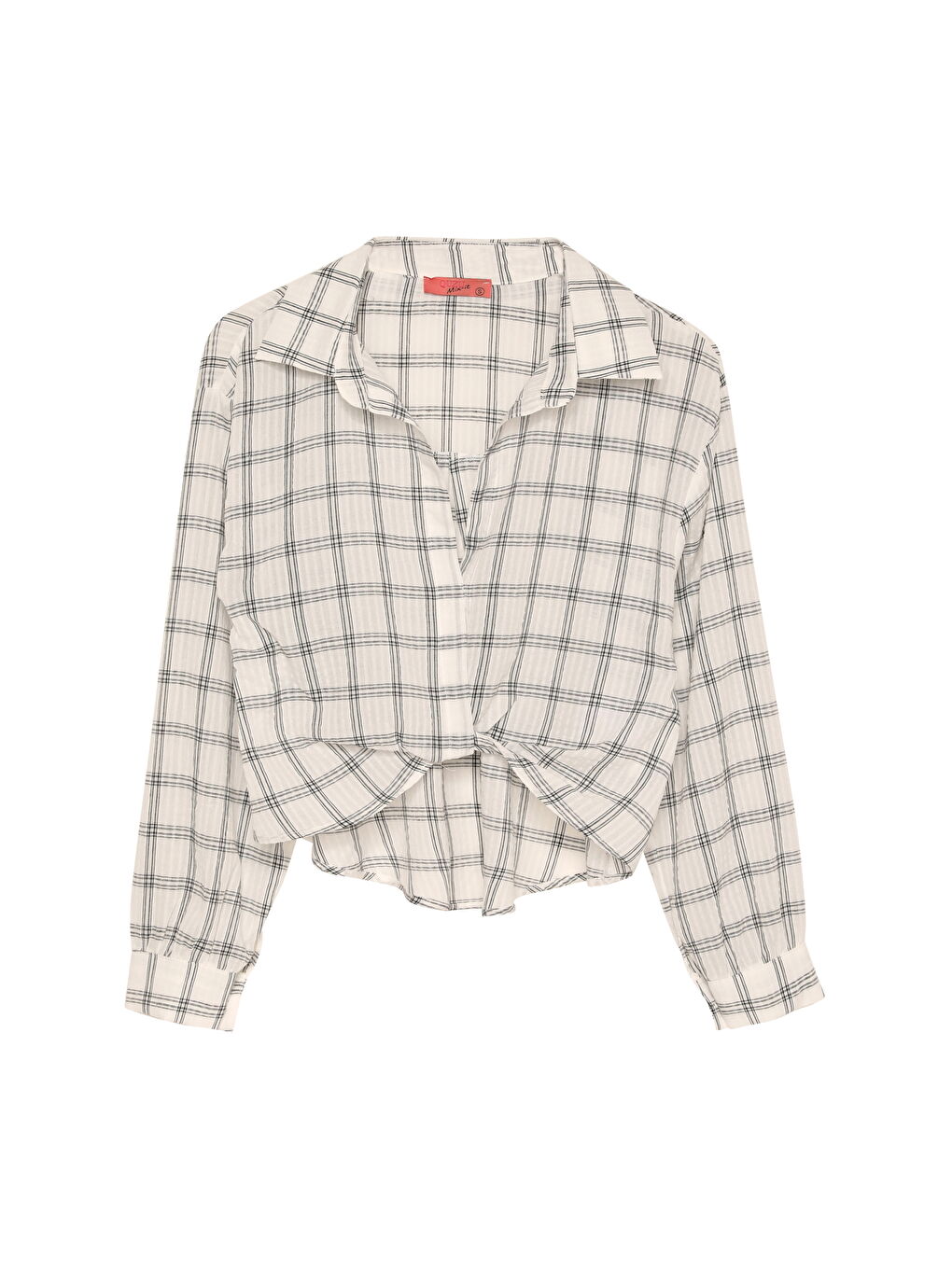 Bağlama Detaylı Çizgili Gömlek Ekru