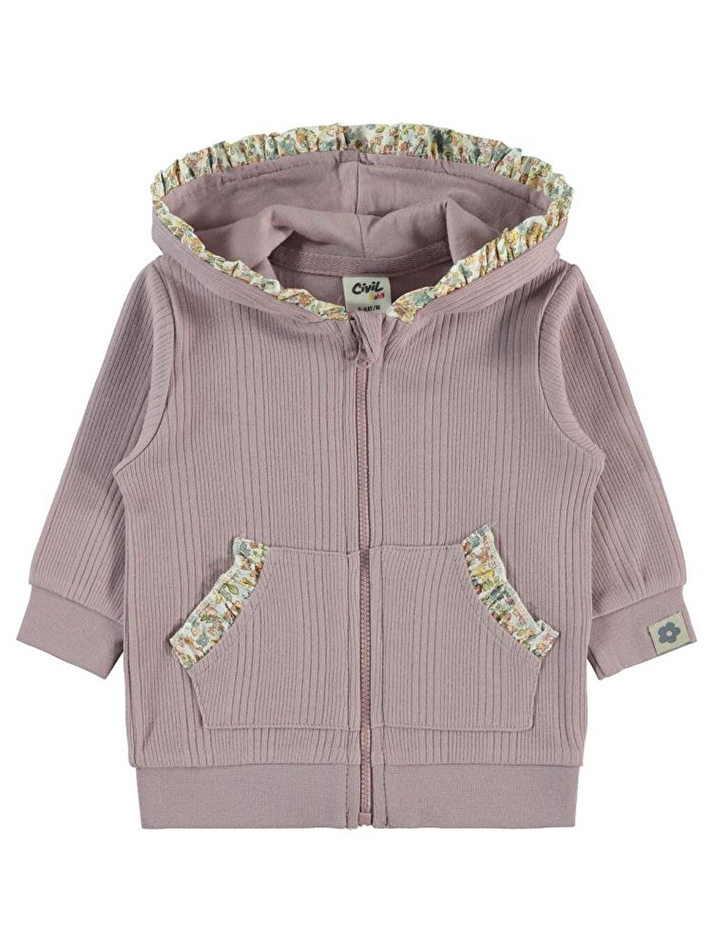 Baby Çizgi Raporlu 6-18 Ay Hırka - Lila 9-12 Ay-1