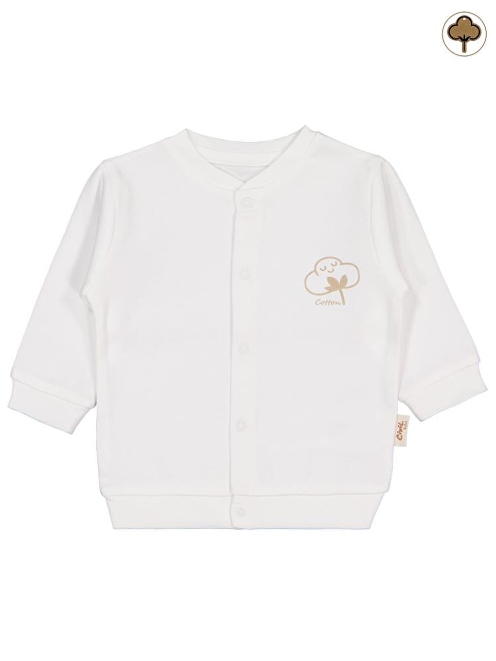 Baby Organik Pamuklu 1-12 Ay Bebe Hırka - Ekru 6-9 Ay