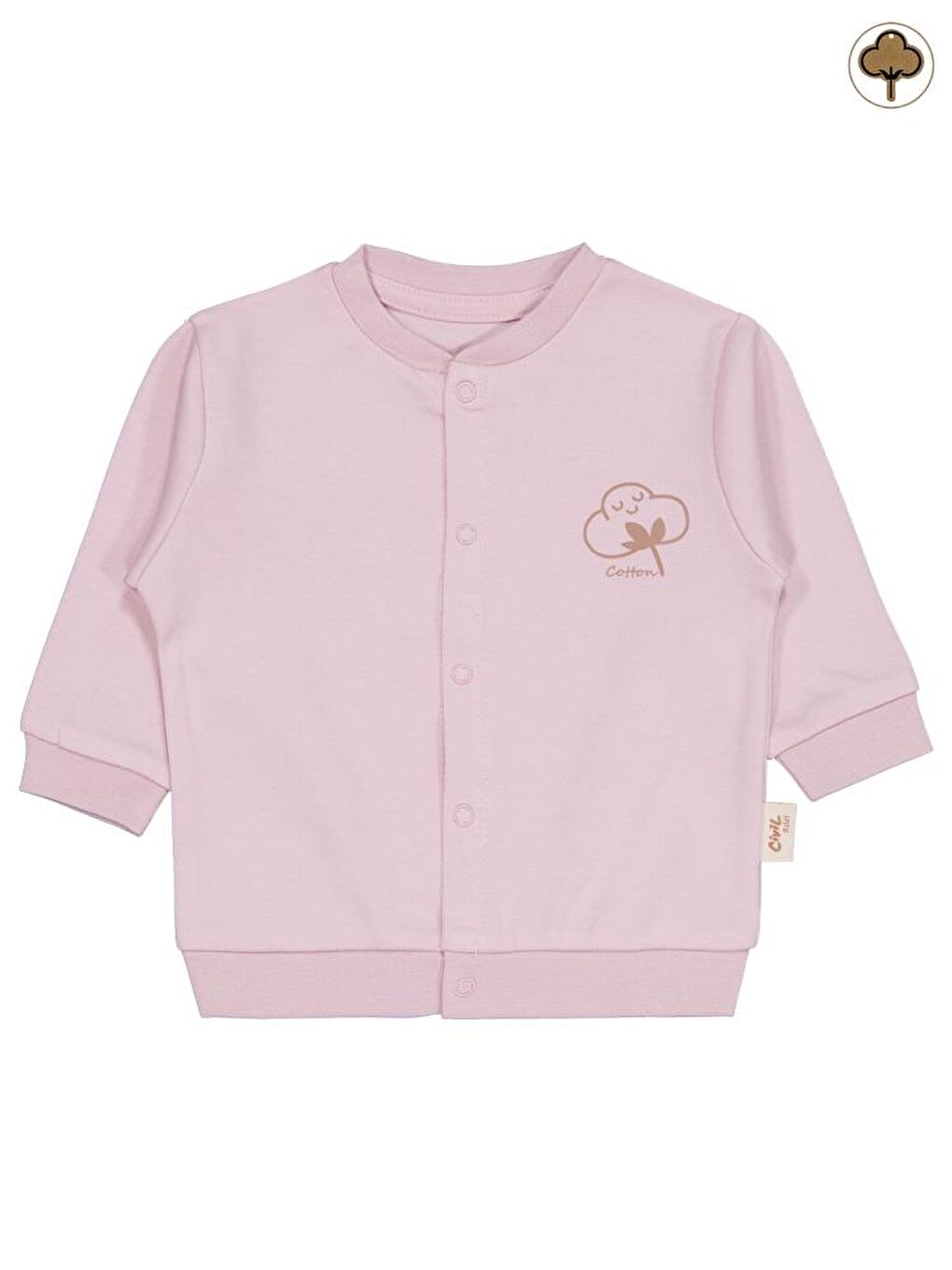 Baby Organik Pamuklu 1-12 Ay Bebe Hırka - Pembe 9-12 Ay