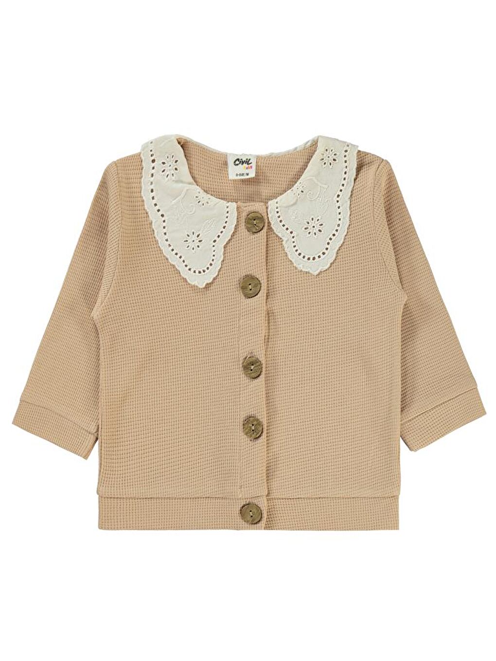 Baby Yaka Dantelli 6-18 Ay Hırka - Bej 6-9 Ay