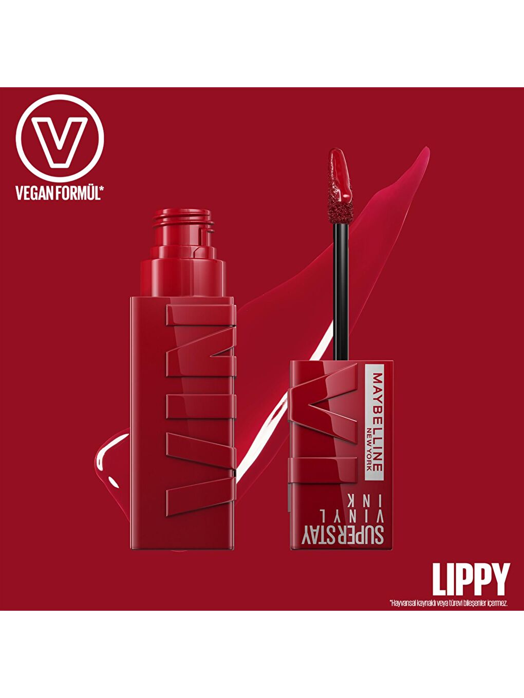 MAYBELLINE NEWYORK Kırmızı Super Stay Vinyl Ink Uzun Süre Kalıcı Likit Parlak Ruj 10 Lippy - 5