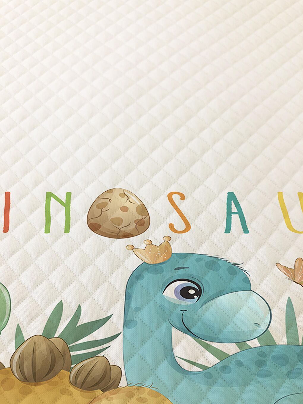 Karışık Dinazor Desen Tek Kişilik Çocuk Pike Takımı 160x220 cm-1