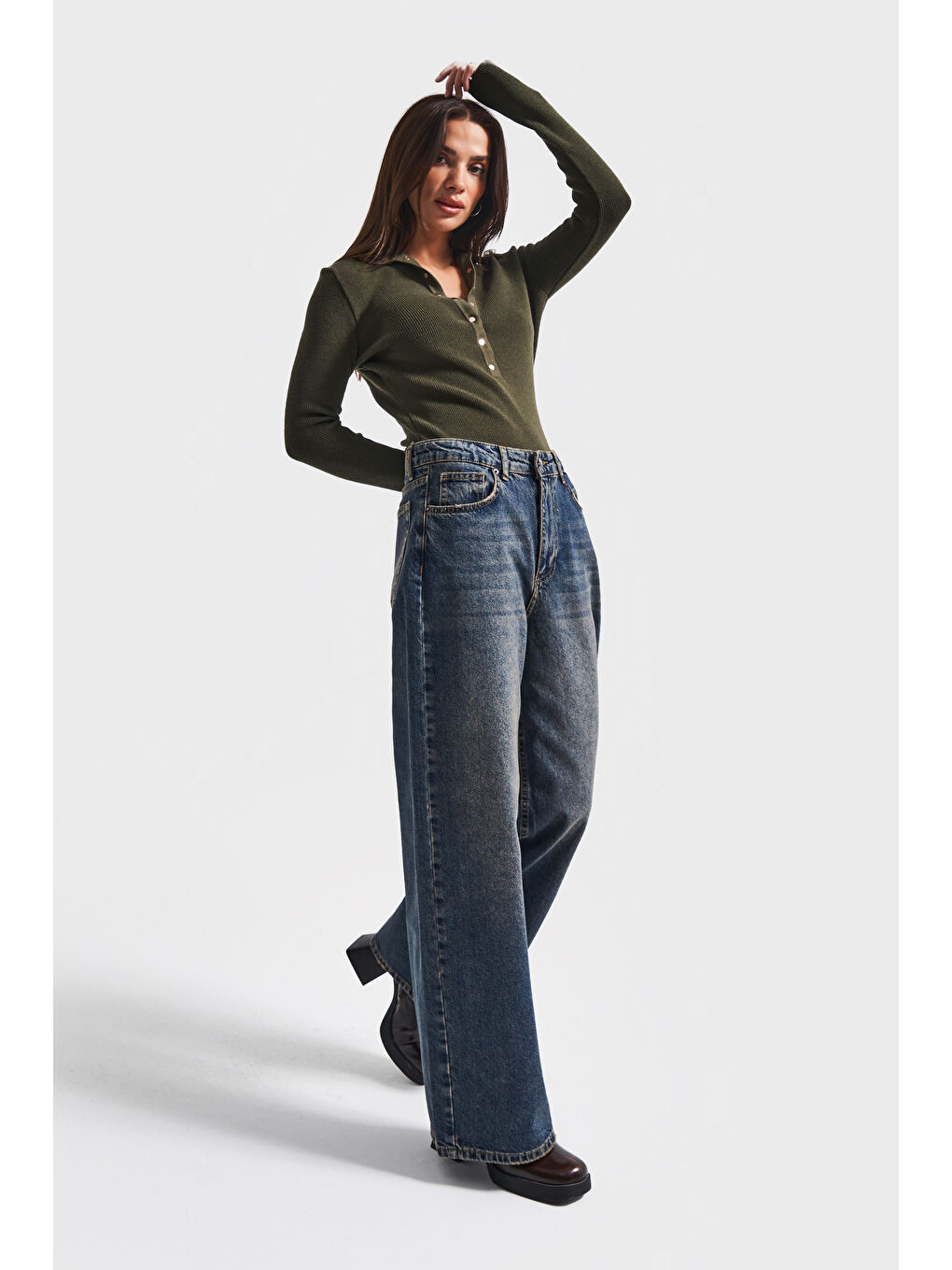 Mavi Kadın T.Kot Rengi 2w5-8 Palazzo Baggy Fit %100 Pamuk İç Boy 83cm Denim Jean-4