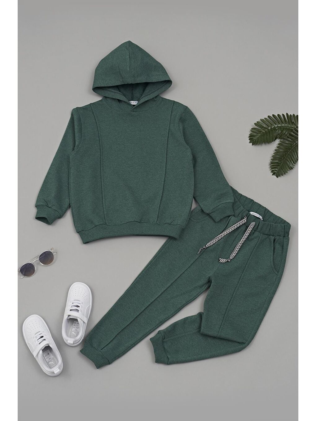 Çıma Detaylı Kapüşonlu Yeşil Alt Üst Takım