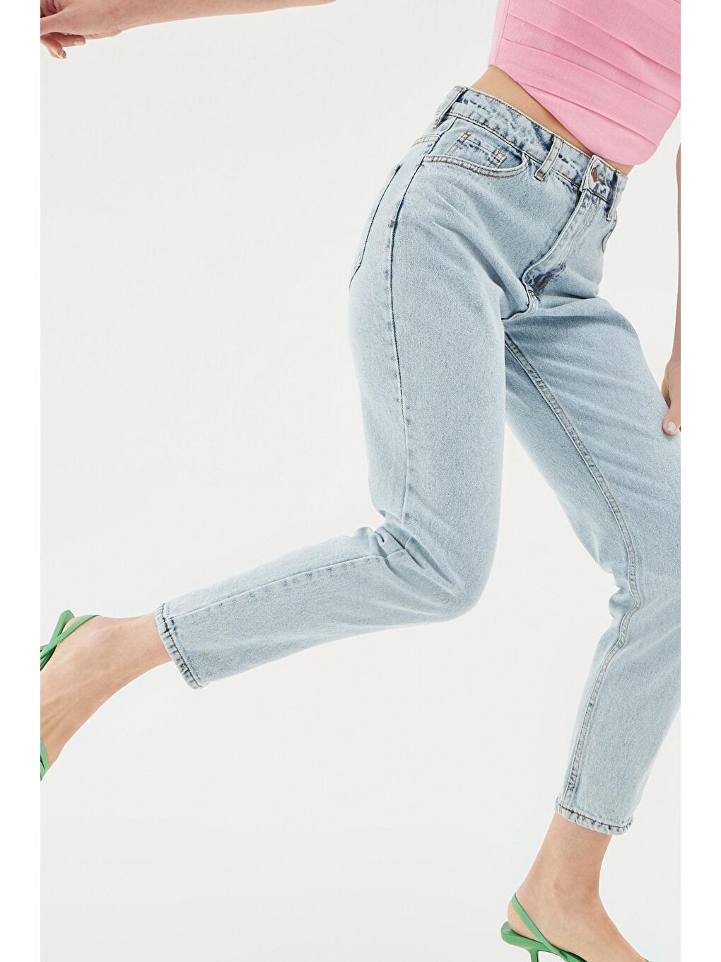 Turkuaz Mom Jean Buz Mavi-1