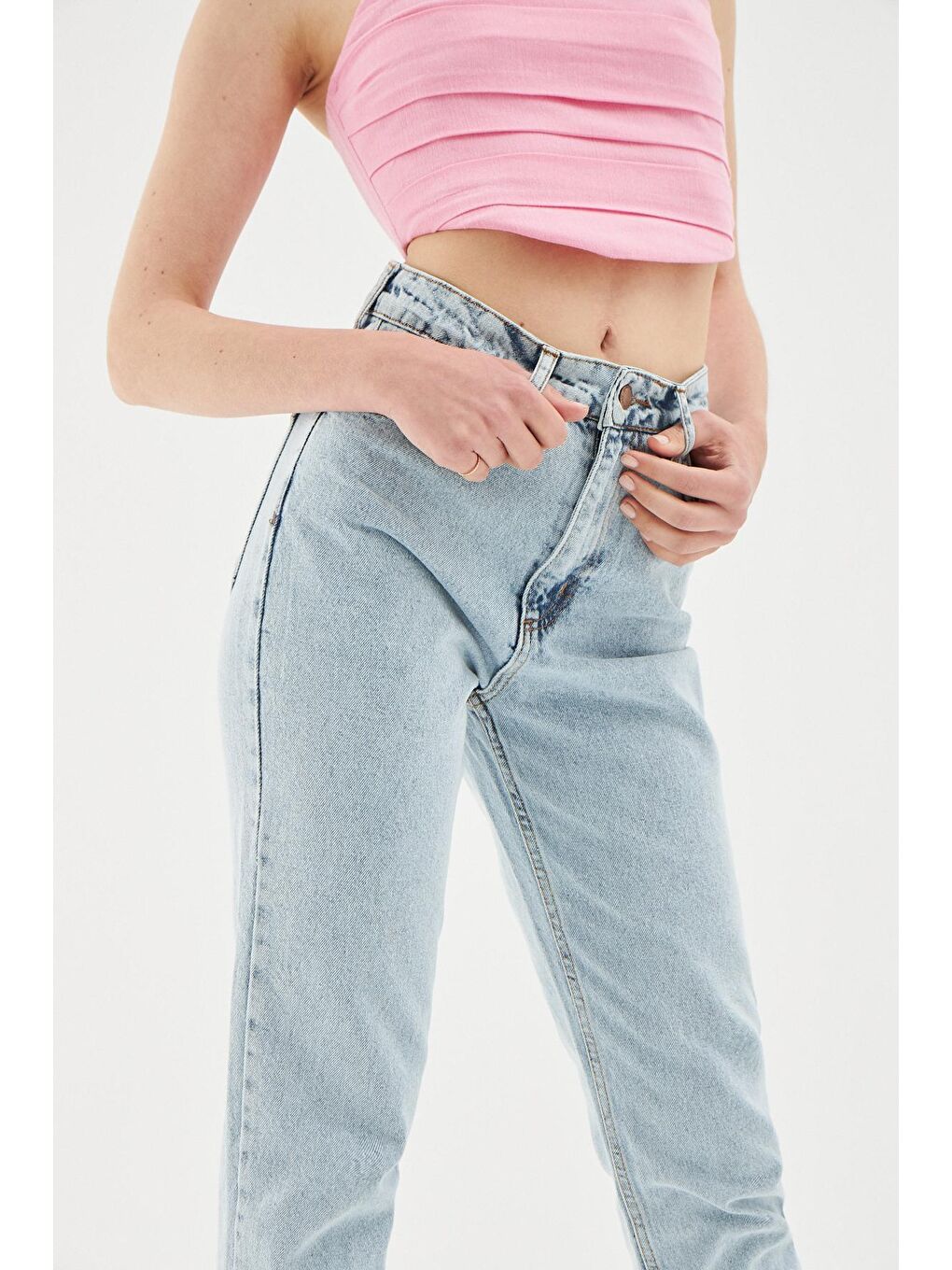 Turkuaz Mom Jean Buz Mavi-2