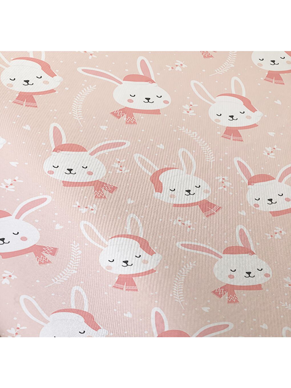 Karışık Yılbaşı Tema Tavşan Desen Baskılı Bebek Boy Lastikli Çarşaf Seti 60x120 cm-2