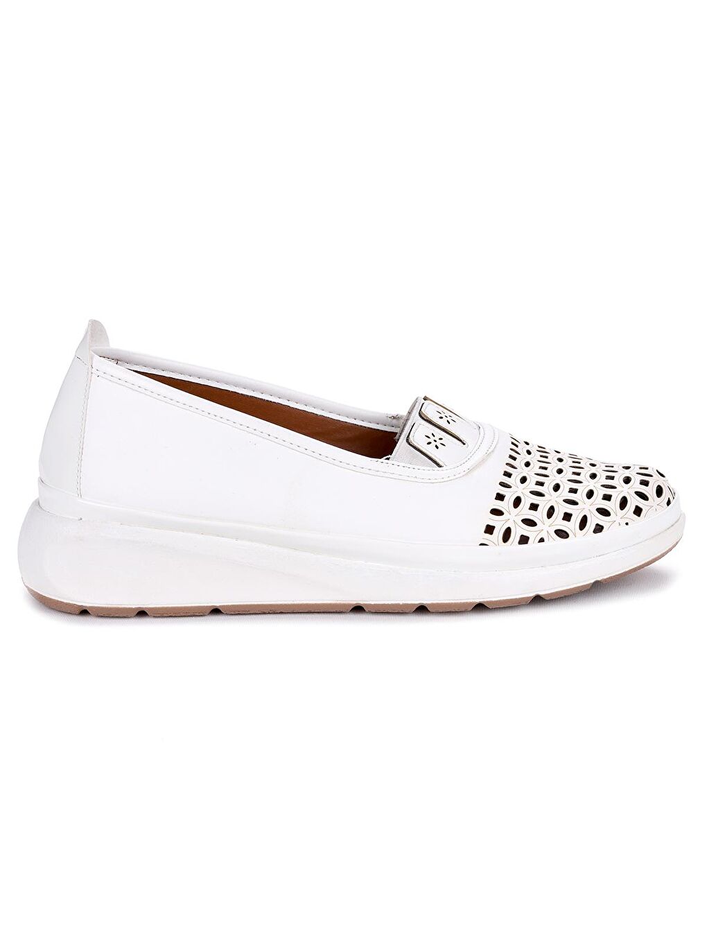 Beyaz Lazer Kesim Kadın Günlük Babet Ayakkabı Cns 1023-3