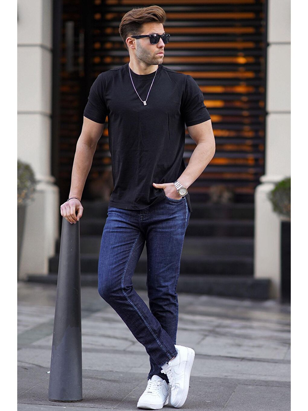 Koyu Mavi slim fit Erkek Jean 6861-1