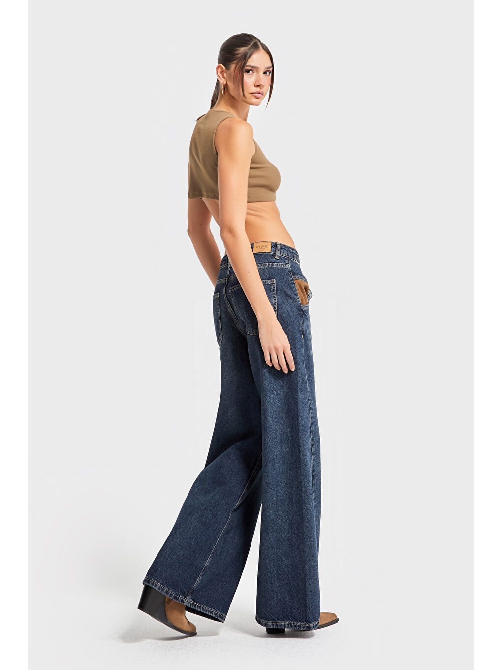 Mavi Kadın Jean Rengi 2w5-8 Palazzo Fit Cep Detaylı Süper Bol Kesim %100 Pamuk İç Boy 83cm Denim Jean-5