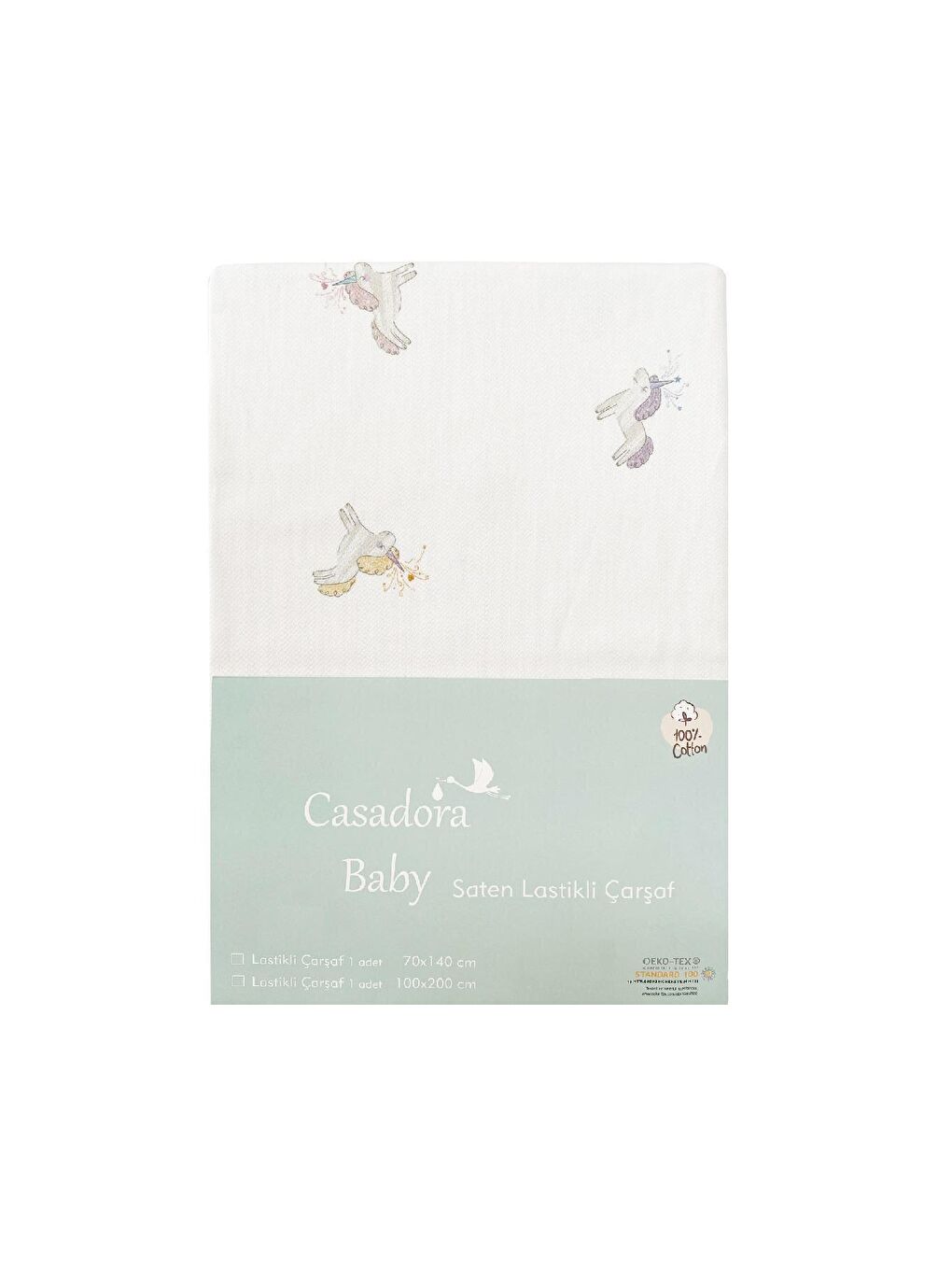 Casadora Baby Beyaz 100% Pamuk Saten Bebek Lastikli Çarşaf - 70x140 cm
