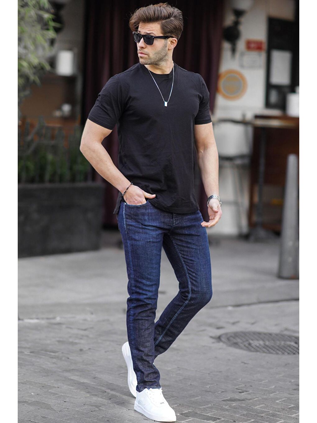 Koyu Mavi slim fit Erkek Jean 6861-8