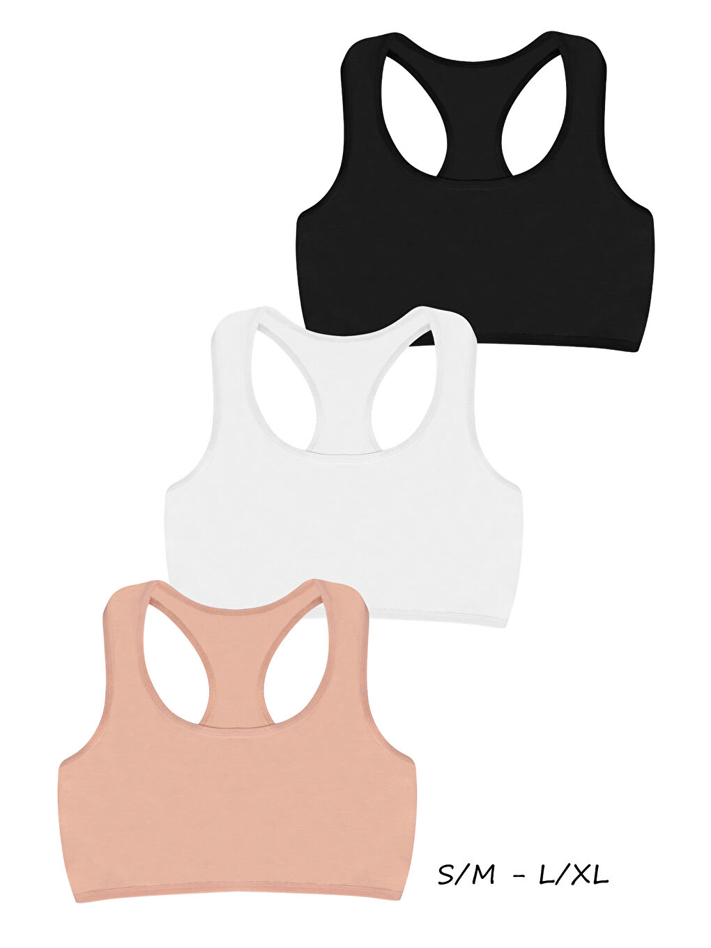 Karışık Kadın Süngersiz Bustiyer Pamuklu Rambo Kesim 3'lü Paket