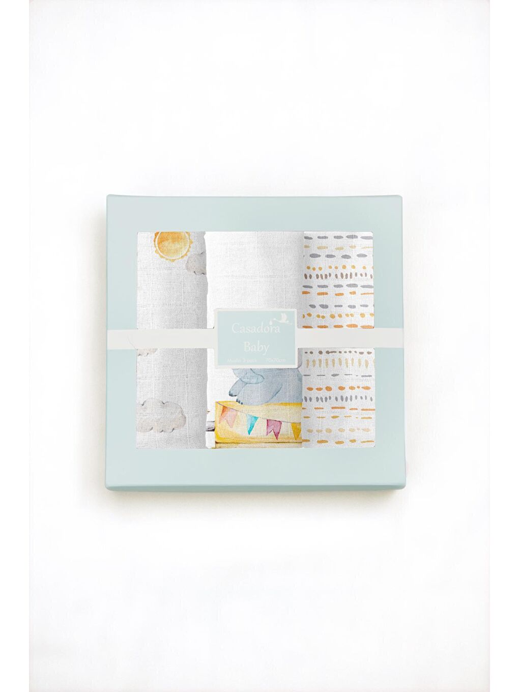 Casadora Baby Beyaz Loco Voyage %100 Pamuk  Müslin Örtü Seti - (70x70 cm 3'lü) - 3