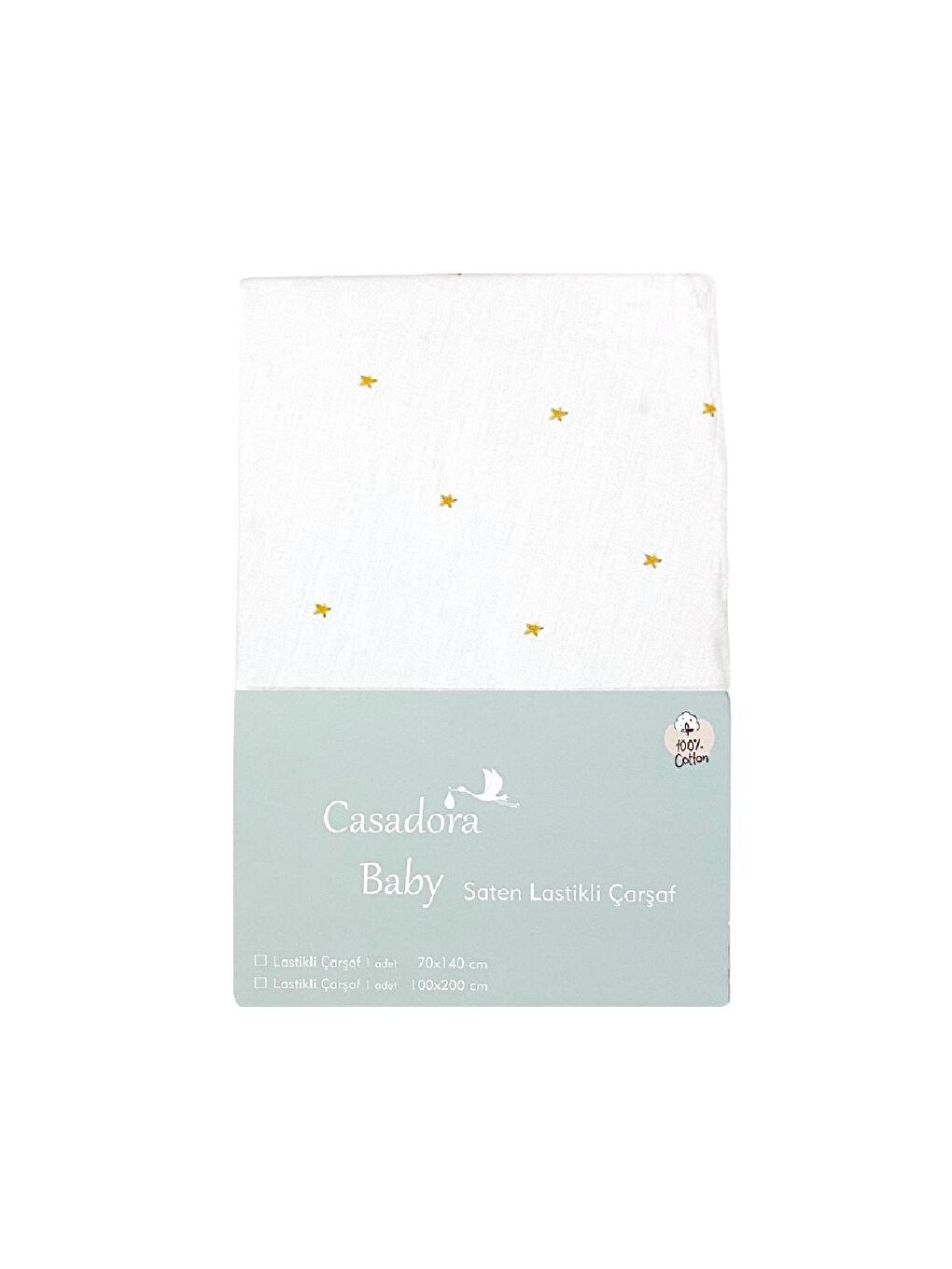 Casadora Baby Sari 100% Pamuk Saten Lastikli Bebek-Çocuk Çarşafı - 100 x 200 cm