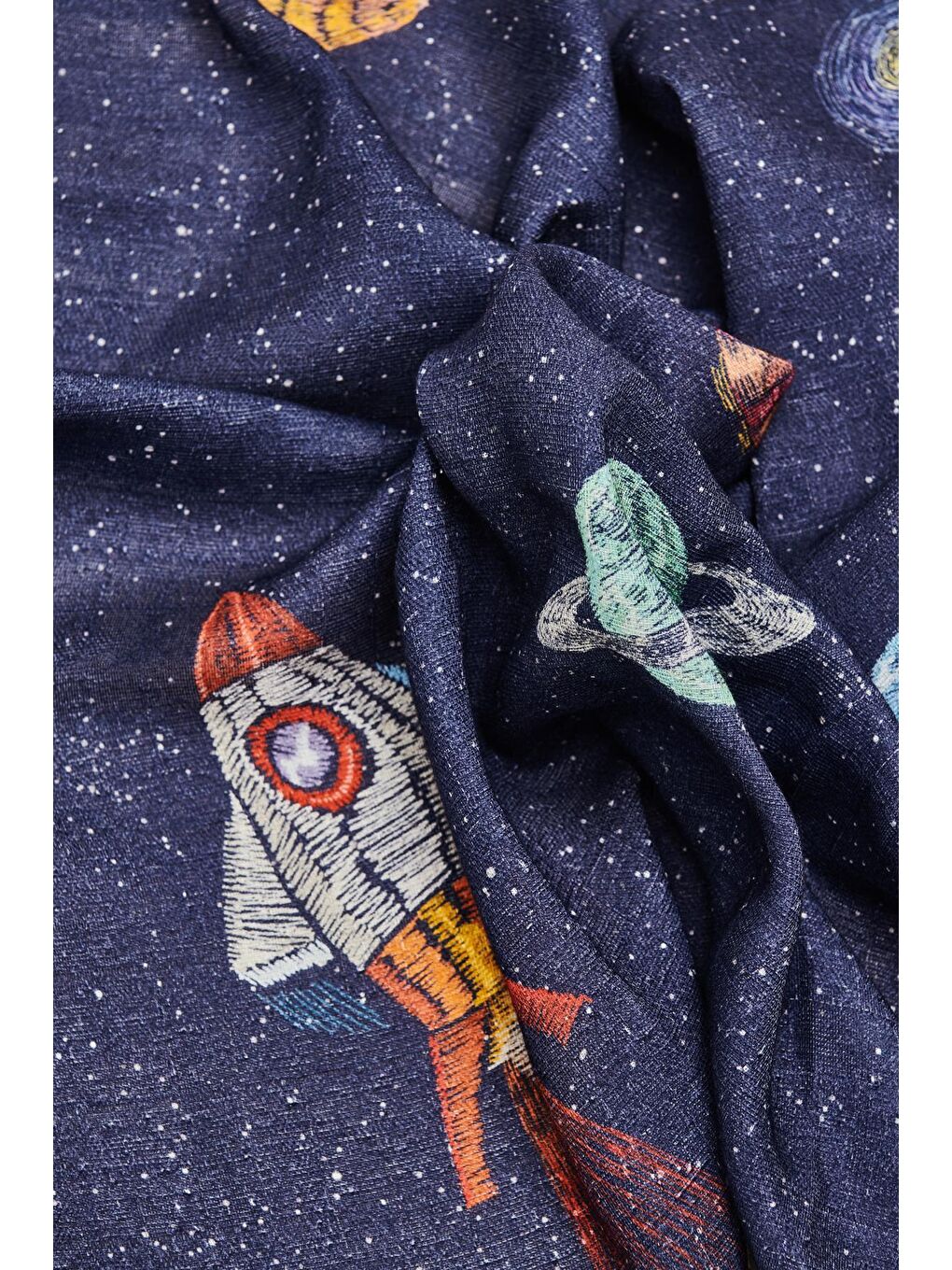 Casadora Baby Beyaz Space Planet %100 Pamuk Müslin Örtü Seti - (70x70 cm 3'lü) - 1