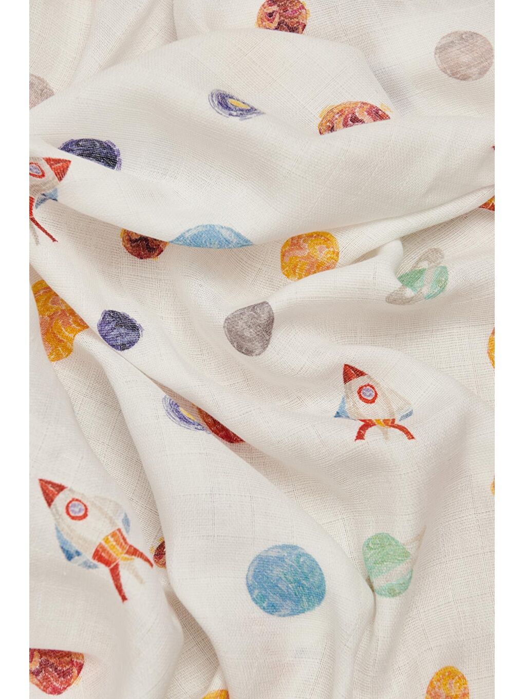 Casadora Baby Beyaz Space Planet %100 Pamuk Müslin Örtü Seti - (70x70 cm 3'lü) - 2
