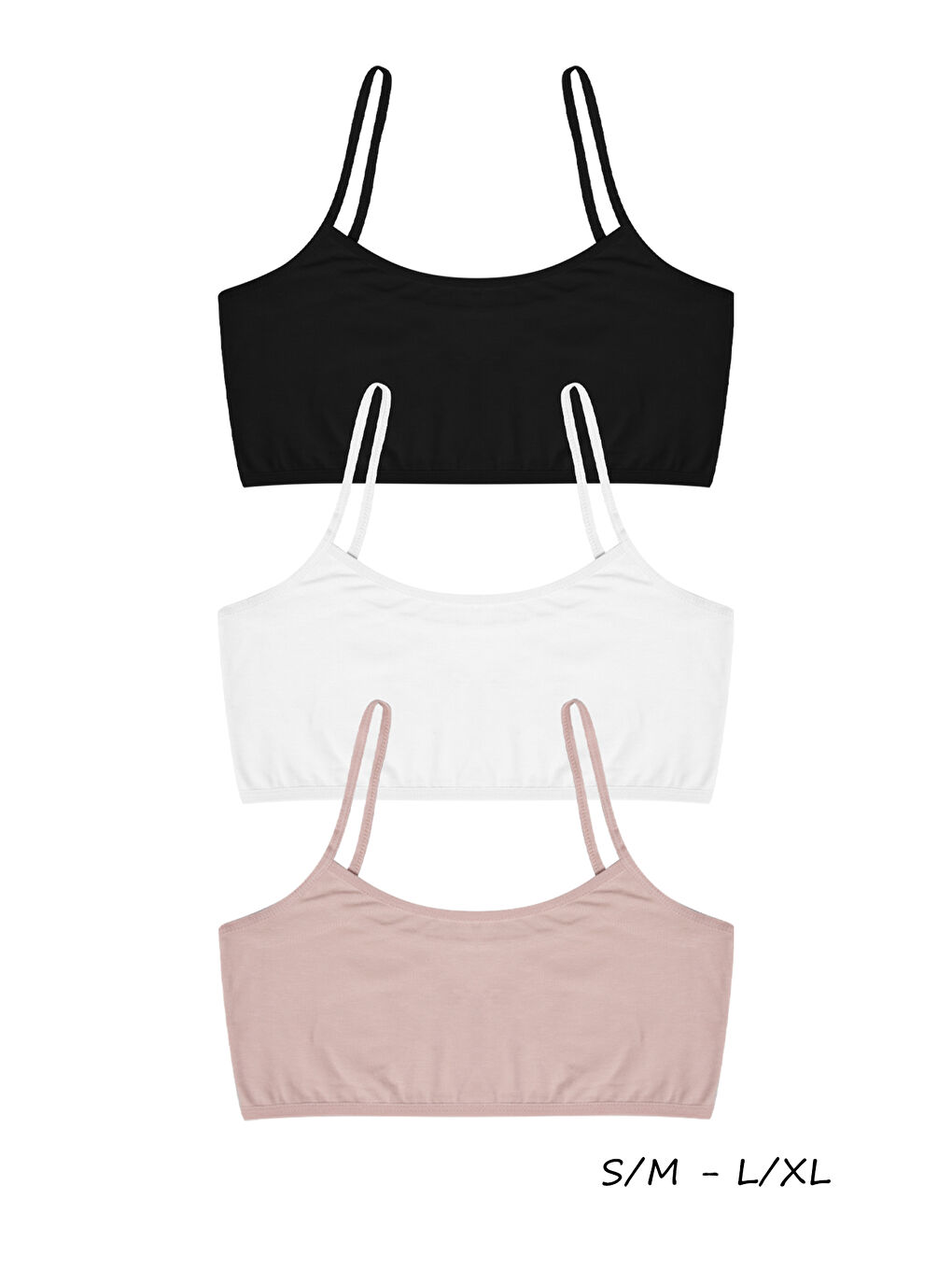 Karışık Kadın İp Askılı Süngersiz Büstiyer Pamuklu 3'lü Paket