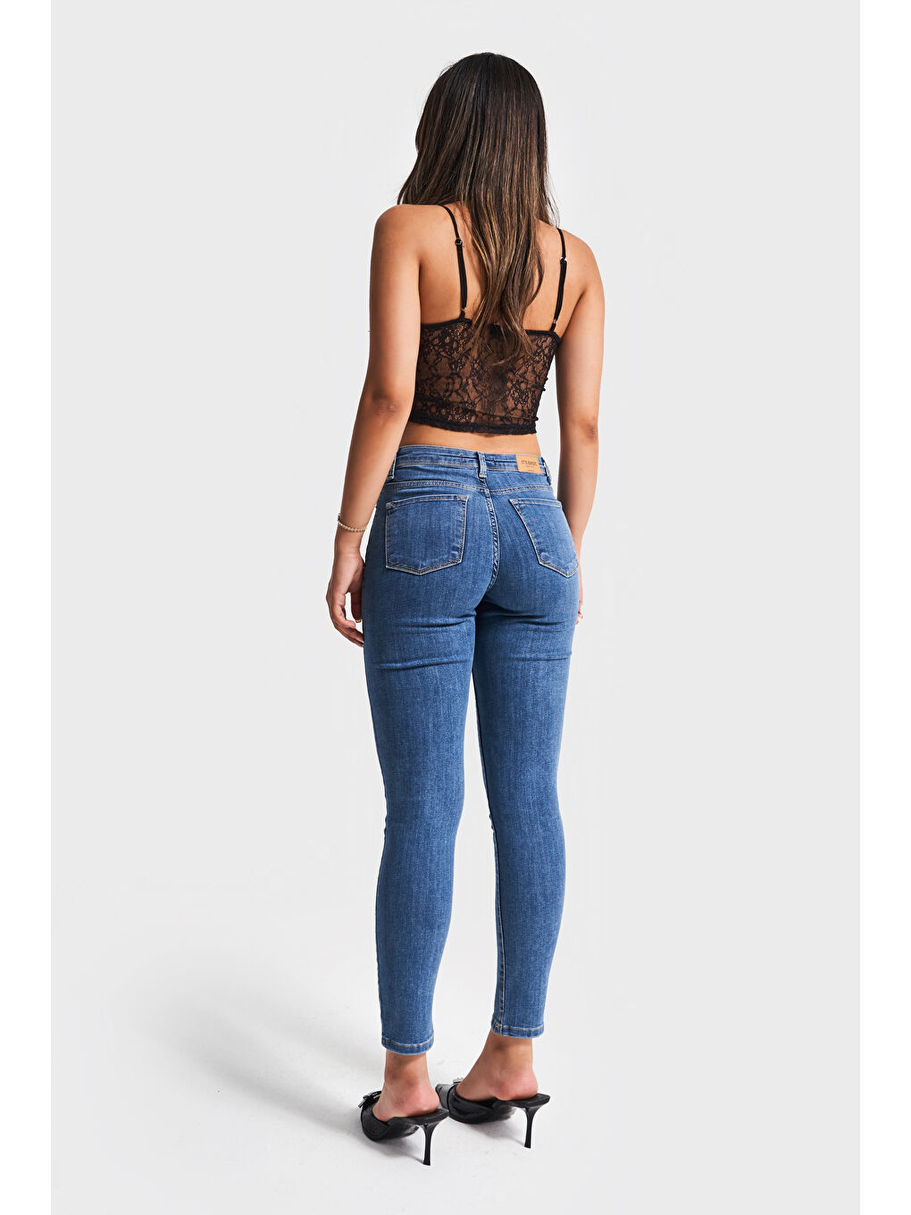 Kadın Mavi Renk 1s5-5 Süper Skinny Fit Yüksek Bel Elastanlı Kumaş İç Boy 68cm Denim Jean-3