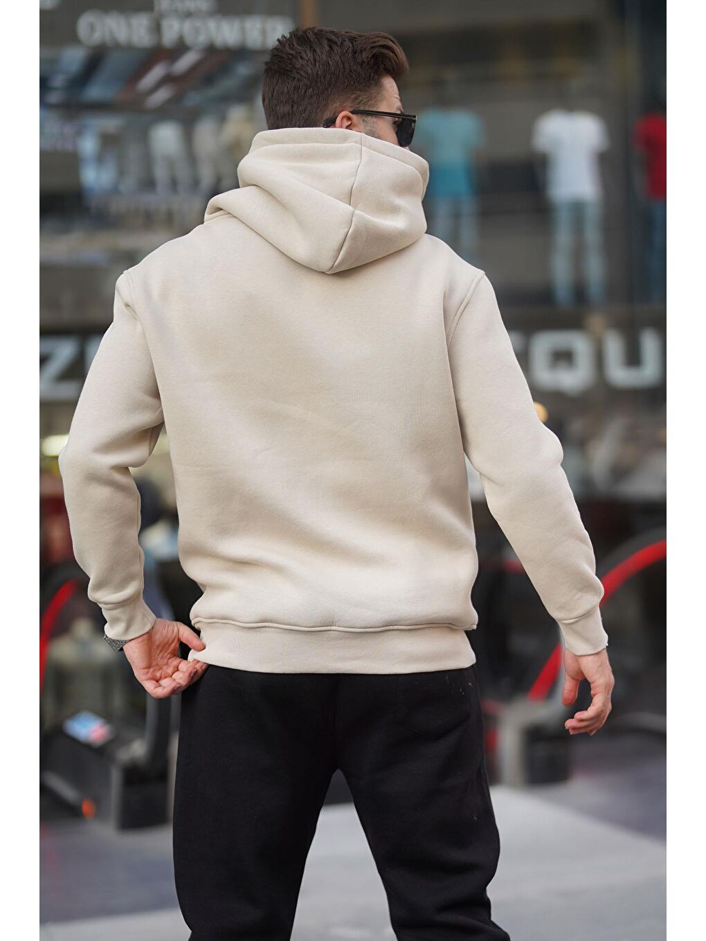 Madmext Bej Kapüşonlu Düğme Detaylı Sweatshirt 6150 - 2