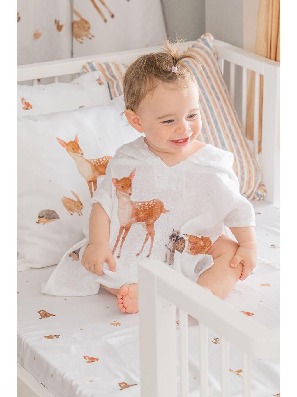 Beyaz Forest Amigos %100 Pamuk Müslin Panço-4