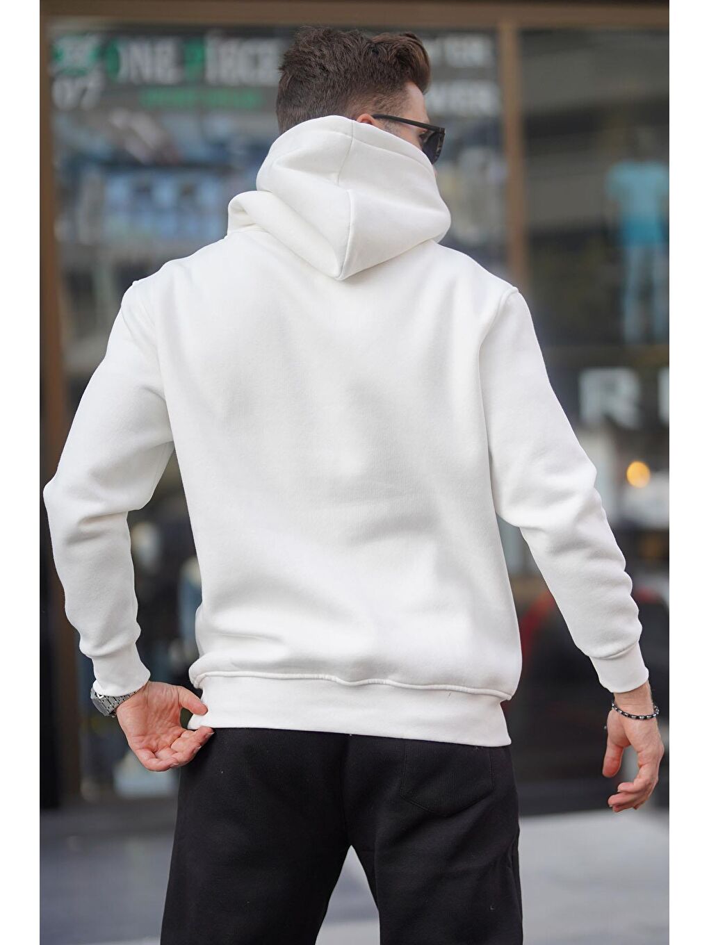 Madmext Ekru Kapüşonlu Düğme Detaylı Sweatshirt 6150 - 2