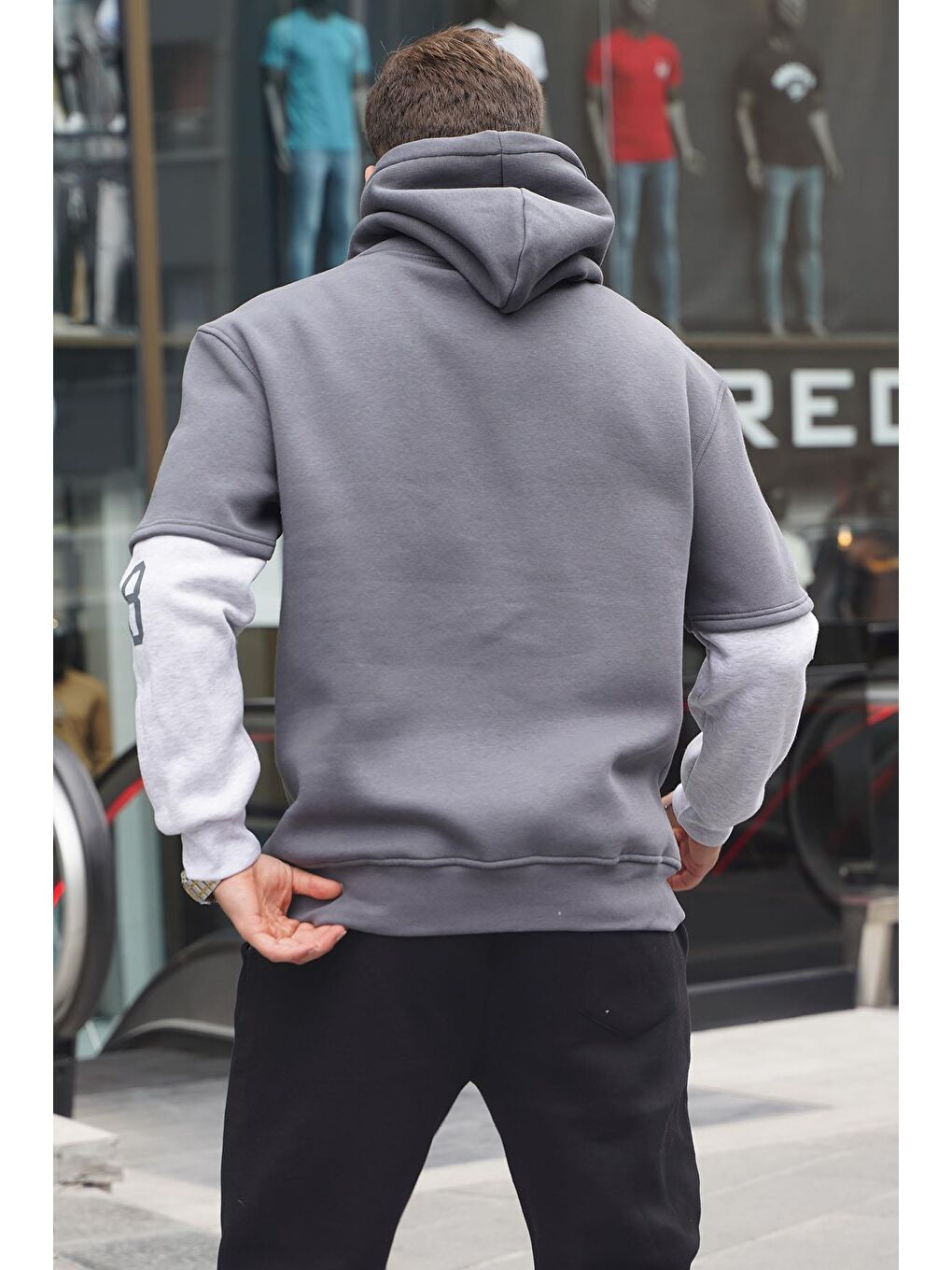 Madmext Füme Nakışlı Kapüşonlu Sweatshirt 6141 - 2