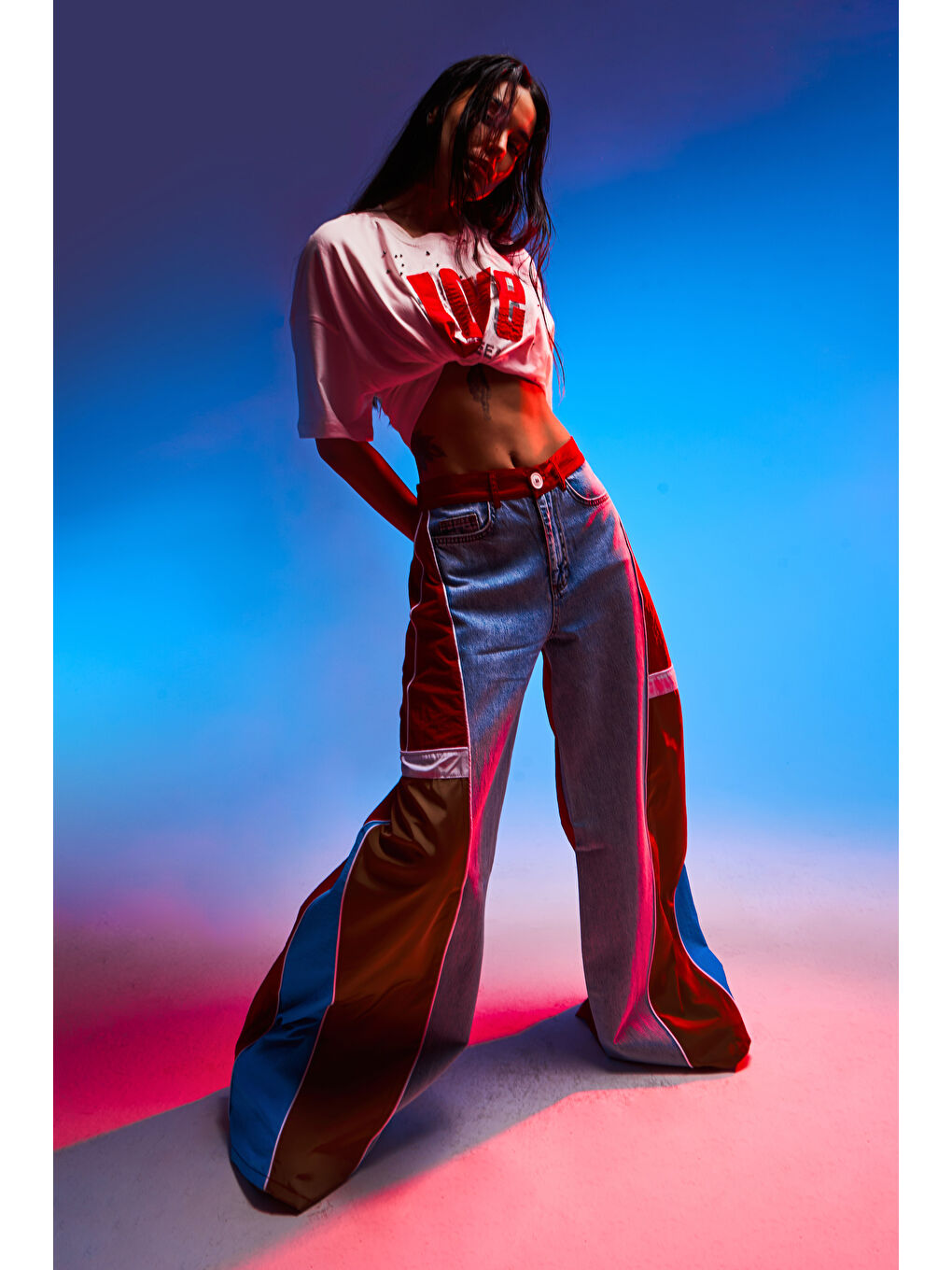 Mavi Kadın Jean Çoklu Renk Çift Parça Palazzo Fit Tasarım Pantolon-2