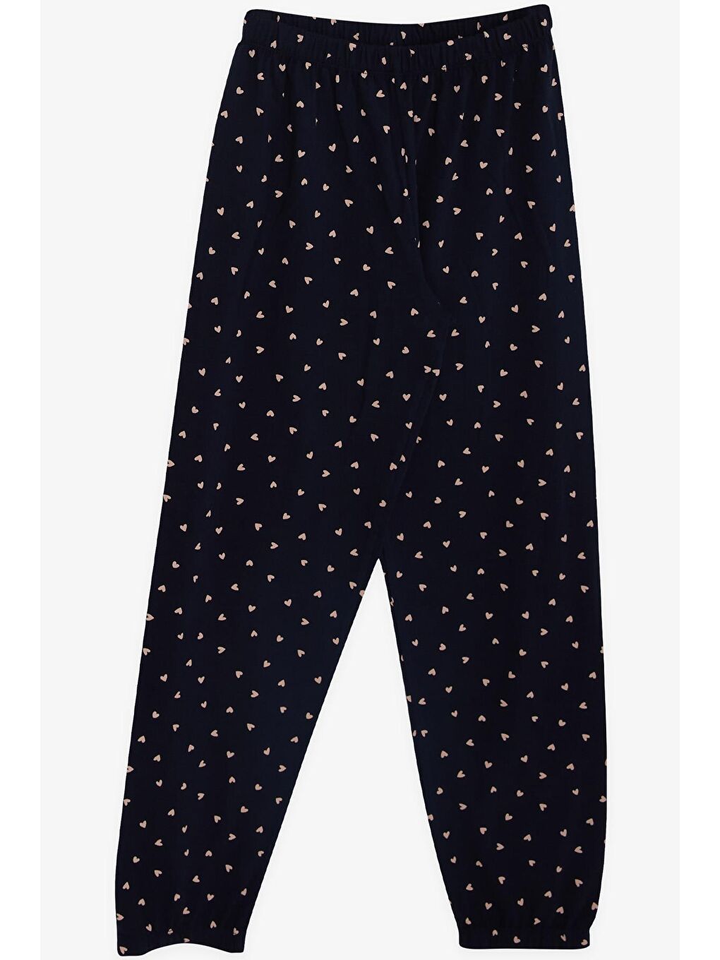 Kız Çocuk Pijama Takımı Kalp Desenli Lacivert (12 Yaş)-3